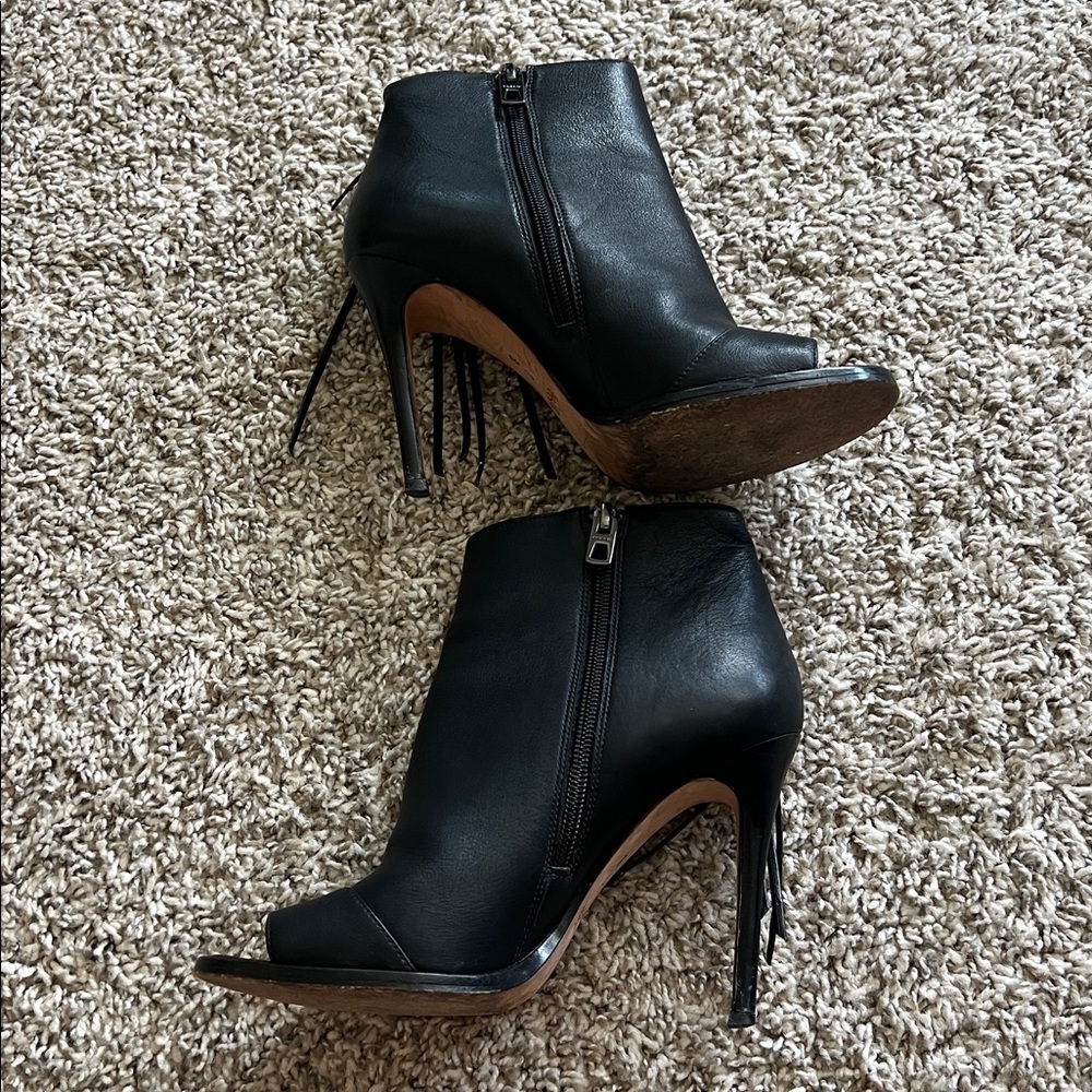 Coach Lolita Black Peep-Toe Ankle Boots 6.5 Leather Ankle Booties - Picture 4 of 12